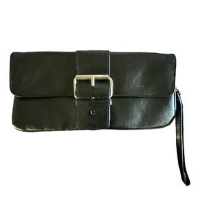 Bloomingdale’s Genuine Black Leather Clutch/Wristlet